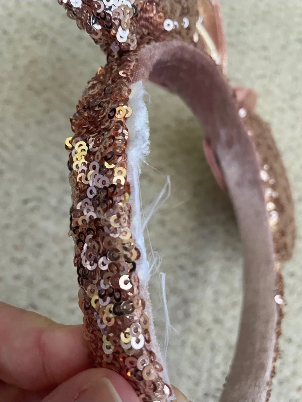 Rose gold sequin Minnie ears